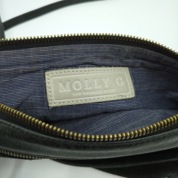Molly G Small Black Genuine Suede Leather Crossbody Purse Thin Strap Made in‎ LA - Picture 3 of 6